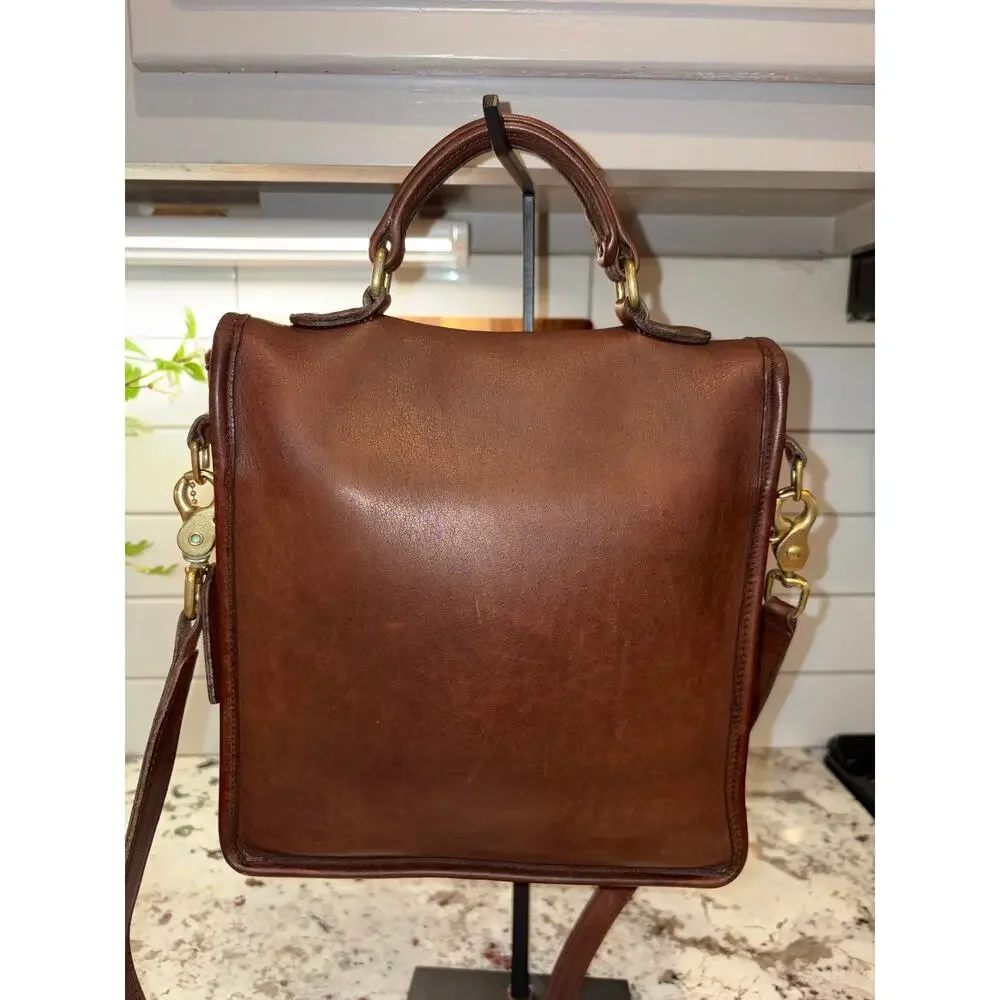 Vintage Coach Station Bag #5130 Brown Glove Leather Turnlock Costa Rica
